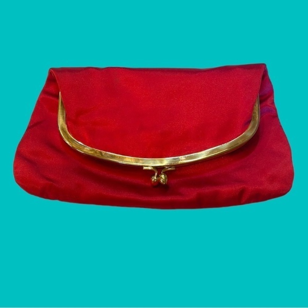 MEL-TOM Red Vintage ‎ Satin Makeup Bag Clutch